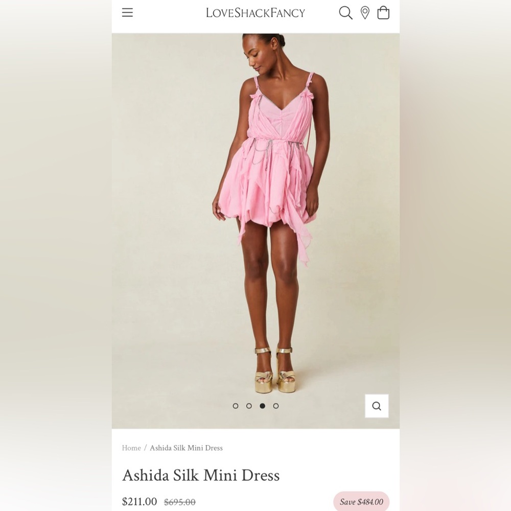 NWT- LoveShackFancy Ashida Silk Mini Dress- Size 4